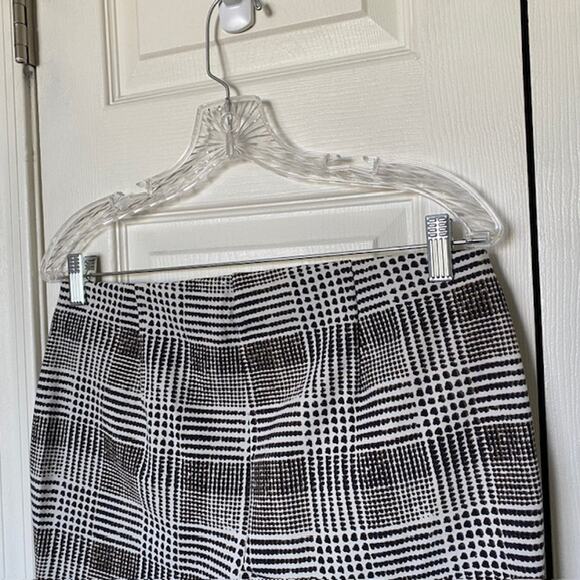 Nic+Zoe Modern Plaid Pants Pull-On Brown‎ & Ivory Straight Leg Women's Small - Picture 7 of 9